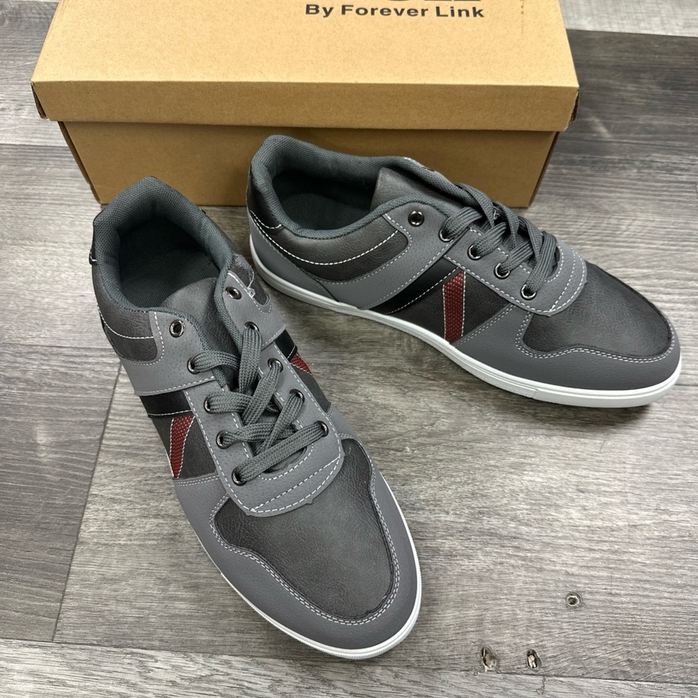 Forever Link Men's Charcoal Sneakers with Red and Black Accents